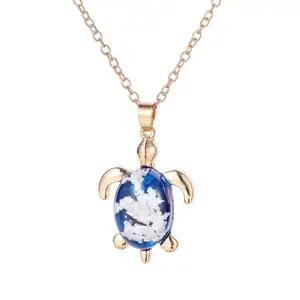 VRIUA Yiwu Market Wholesale Supplier Stock 55CM Resin Blue Sky Cloud Sea Animal Tortoise Necklace