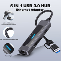Lector de tarjetas USB OTG 5 en 1 Hub adaptador Ethernet USB C Hub con RJ45 100M 3,0 5Gbps 2,0 Puerto SD TF para ordenador PC móvil