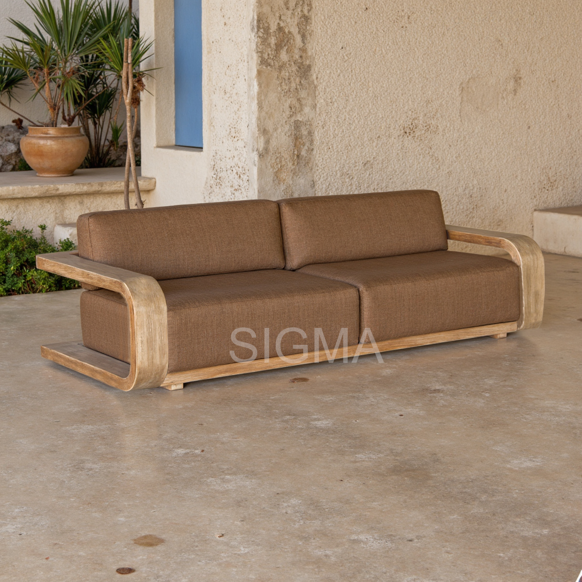 2025 Luxury Modern Teak Outdoor Sofa Set with Ottoman for Hotels Villas Farmhouses Apartments Backyards Patios for Parks