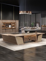Bureau table de bureau nouvelle lumière luxe en bois massif bureau de patron en cuir vente populaire