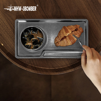 Plateau de service à café MHW-3BOMBER série Uni en acier inoxydable SUS304, 280 mm, avec porte-gobelet et emplacement pour couverts, empilable, plateau à dessert pour café
