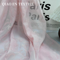 Tissu rose transparent à motif papillon, maille florale translucide pour robe, rideau, couverture