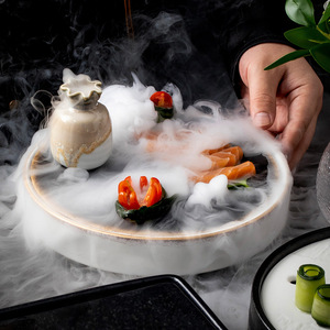 Plato de Cerámica con Diseño Artístico de Piedra Volcánica, Vajilla para Hotel, Plato para Hielo con Forma de Planeta, Presentación de Sushi y Mariscos, Sostenible - Product Image 5