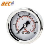 1.5inch Dial Glycerin Pressure Gauge 0-100Psi/7Bar Air Compressor Pressure Gauge with Bracket