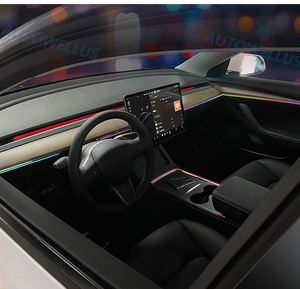 Gravure <span class=keywords><strong>Laser</strong></span> décorer inter lampe contrôle tactile lumière ambiante pour Tesla modèle 3 modèle Y 2021 2022 Streamer néon lampe - Product Image 2