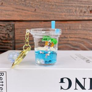 3Dオイル液体フロートフローティングボトルキーホルダーかわいいココナッツツリー液体キーホルダー学生ギフトキーリング - Product Image 6