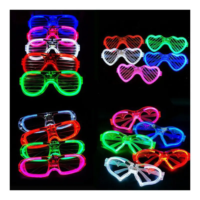 LUCKY Stores amour carré lunettes lumineuses discothèque bar lumières LED illuminent lunettes fournitures de fête de vacances