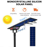 Lampadaire solaire bifacial 200W avec panneau monocristallin intégré et LED pour autoroute, village rural et parking