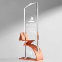 Trophée en cristal K9 avec base métallique - Idéal pour les récompenses d'entreprise, la reconnaissance des équipes, les cérémonies de fin d'année - Gravure personnalisée gratuite disponible
