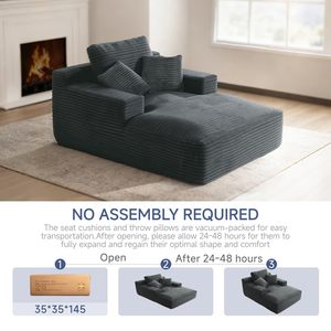 Chaise longue d'intérieur en velours côtelé rembourrée, sans armature, siège profond, <span class=keywords><strong>canapé</strong></span>-<span class=keywords><strong>lit</strong></span>, fauteuil de lecture, petits canapés confortables, <span class=keywords><strong>canapé</strong></span> nuage - Product Image 6