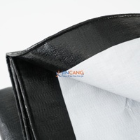 Rouleau de bâche en PE laminé noir et blanc 180 g/m², bâche durable pour entrepôt et stockage
