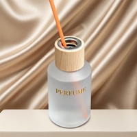 Bouteille vide rechargeable de 130 ml pour huiles essentielles, en verre dépoli, avec bouchon en résine marbrée, pour diffuseur à bâtonnets