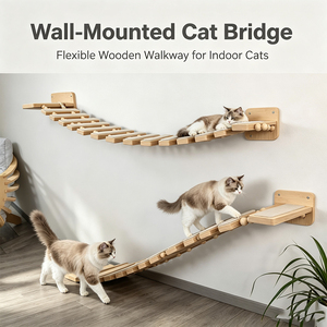 Pont mural pour chat avec marches rembourrées en feutre <span class=keywords><strong>et</strong></span> connecteurs en corde, système d'escalade pour chats d'intérieur, design peu encombrant - Product Image 2