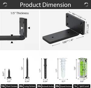 <span class=keywords><strong>Staffa</strong></span> a <span class=keywords><strong>mensola</strong></span> galleggiante da 6 pollici, staffe a L nascoste per impieghi gravosi, staffe a scaffale industriali rustiche fai da te <span class=keywords><strong>con</strong></span> ferro nero moderno - Product Image 3