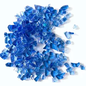 Wholesale sea blue fire glass chips crushed tempered glass stone