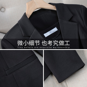 Black Women's Blazer Solid Color Polyester Anti-Wrinkle Spring Autumn Casual Suit Jacket Petite Korean Style - Product Image 4