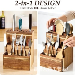 Bloque de Cuchillos de Madera Durvex de 2 Niveles, Organizador de Cubiertos Multifuncional, Almacenamiento de Cocina - Product Image 2