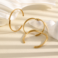 Brazalete Abierto Geométrico de Acero Inoxidable Chapado en Oro Dreamshow, Doble Capa, Línea Trenzada, Joyería Minimalista al por Mayor