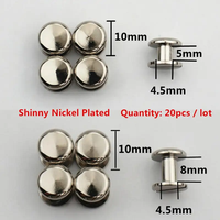 Vis Chicago en laiton massif plaqué nickel argenté antique, 20 pièces, 10mm*5mm et 10mm*8mm, finition noire BOR, filetage fin, en pouces