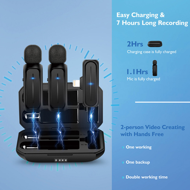 3 in 1 Custom Wireless Lapel Microphone with Charging Box Long Distance Outdoor Live Video for Podcast Bloggers