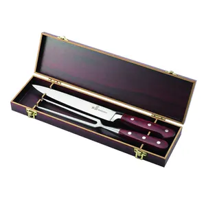 2PCs Set Pointed Carving Knife & Carving fork, 8 Inch | Black ABS Handle, W  Gift Box