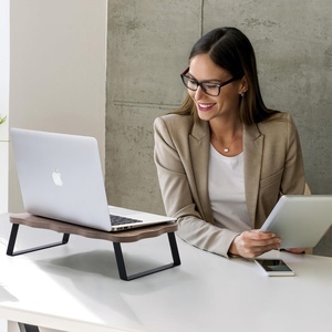 Soporte de madera para <span class=keywords><strong>monitor</strong></span> de escritorio, soporte <span class=keywords><strong>vertical</strong></span> para ordenador portátil con soporte para <span class=keywords><strong>monitor</strong></span> de PC, organizador de escritorio para uso doméstico y de oficina - Product Image 4