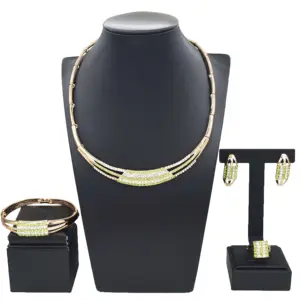 Yulaili factory cheap new funky small necklace italian 18k gold plated high quality bangle jewelry set for woman birthday gifts