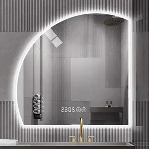 Factory Price Vanity Bathtub Semi-circular Mirror Backlit LED Smart Bathroom Mirror With Lights Creative Personality