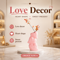 Vase en céramique fait main avec inscription « Je t'aime » en forme de cœur empilé, cadeau de la Saint-Valentin, cadeau de mariage, décoration de table, portable, nouveaux cadeaux d'entreprise