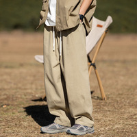 Pantalon Streetwear en coton décontracté Pantalon de survêtement long à cordon de serrage Pantalon de jour droit Pantalon de survêtement à jambes larges Pantalon de survêtement évasé surdimensionné