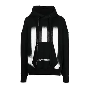 Sweat à capuche noir pour homme avec imprimé graffiti accepter un design personnalisé 100% coton lourd y2k pull à capuche