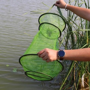 Folding Fish Net Basket Nylon Mesh Trap For Crabs Lobsters Anti Jumping Quick Drying Fishing Cage Foldable Outdoor Use - Product Image 1