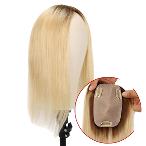 TOPUNIQUE TP35-8x13cm ipek üst saç Toppers 16 "Remy insan çin saç dantel kapatma saç dokuma tüm renkler - Product Image 1