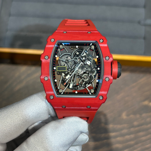 Reloj Mecánico de Lujo Rojo Serie RM con Caja de Fibra de Carbono en Forma de Tonneau, Reloj de Alta Gama para Negocios y Fiestas, Deportivo y Casual - Product Image 6