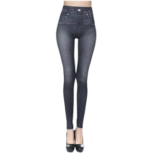 Leggings de sport moulants en jean extensible à taille mi-haute, sans coutures, respirants et imprimés pour femmes, idéaux pour le dropshipping - Product Image 1