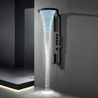 Nouvelle conception en promotion : Ensemble de robinetterie de douche LED pour salle de bain avec douche de plafond effet pluie et cascade, thermostatique