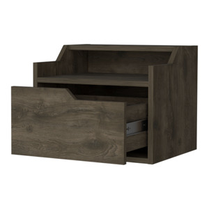 <b>Floating</b> Nightstand With Drawer And Dual <b>Shelf</b> Display For Bedroom <b>Wall</b> Mount Storage - Product Image 4