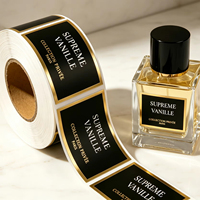Étiquettes à Bordure Dorée Large Noir Mat - Autocollants Personnalisés de Luxe avec Impression Dorée pour Parfums et Bougies Parfumées