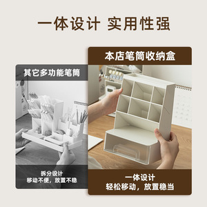 Slanted Plastic Pen Holder Square Large Capacity Desktop Storage Box Multifunctional Stationery Organizer - Product Image 5