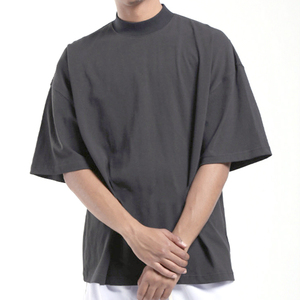 เสื้อยืดคอกลมทรงบ็อกซี่ ยูนิเซ็กซ์ ผ้าฝ้าย 100% คุณภาพสูง แบบเรียบ ไซส์ใหญ่พิเศษ สำหรับผู้ชาย รับสกรีนโลโก้ได้ - Product Image 3