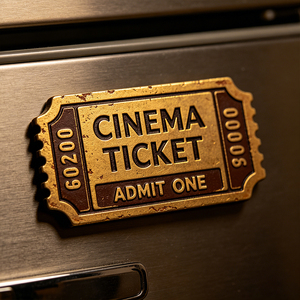 Aimant de réfrigérateur en métal unique, forme de ticket de cinéma personnalisé, décoratif, logo personnalisé, souvenir, cadeau, objet de collection pour cinéma - Product Image 1