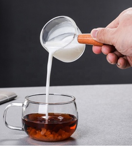 Qwz — nouvelle tasse en verre à poignée en bois, 50, 80ml, gobelet de mesure du lait, café, classique, à <span class=keywords><strong>bec</strong></span> unique - Product Image 2