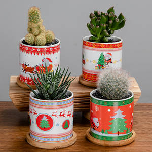 Pots à fleurs en céramique émaillée peints à la main sur mesure pour <span class=keywords><strong>cactus</strong></span> et succulentes - Décoration de jardin et de maison bon marché et de petite taille - Product Image 2
