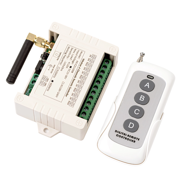DC 12V 24V 10A 433 MHz 4CH Wireless Relay RF Remote Control Switch Receiver+ 1000M 4 Button Transmitter G721