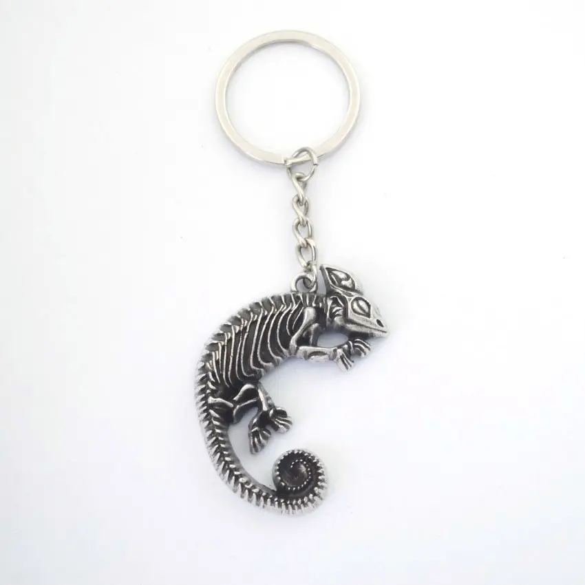 Gothic Animals Chameleon Skeleton Lizard Skull Keychain Men's Halloween Jewelry For Boyfriend Gifts