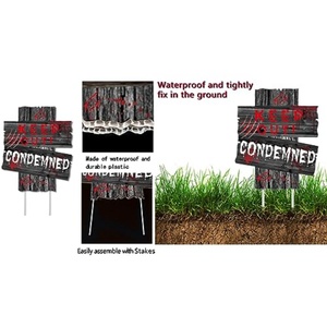 Décorations d'Halloween effrayantes et sanglantes pour jardin, piquets de pelouse en PP pour extérieur - Product Image 6