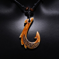 Collier pendentif hameçon de pêche Maori de Nouvelle-Zélande FX033, rétro, imitation polynésienne, amulette Maui, collier pour homme avec chaîne en corde, cadeau