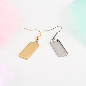 Base de <span class=keywords><strong>cabochon</strong></span> rectangulaire en acier inoxydable 10x25mm, <span class=keywords><strong>support</strong></span> de <span class=keywords><strong>boucles</strong></span> <span class=keywords><strong>d</strong></span>'<span class=keywords><strong>oreilles</strong></span>, or rose, accessoires de fabrication de bijoux DIY - Product Image 1