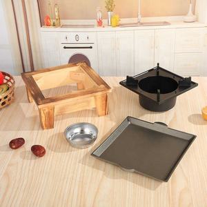 Vente en gros de petites assiettes carrées commerciales et domestiques avec cadres en <span class=keywords><strong>bois</strong></span>, réchauds à alcool liquide solides, plaques de <span class=keywords><strong>cuisson</strong></span>, High Eagle - Product Image 4