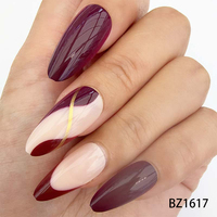 Uñas Postizas de Lujo Tipo Ataúd, Uñas Acrílicas Francesas Artificiales, Precio al por Mayor